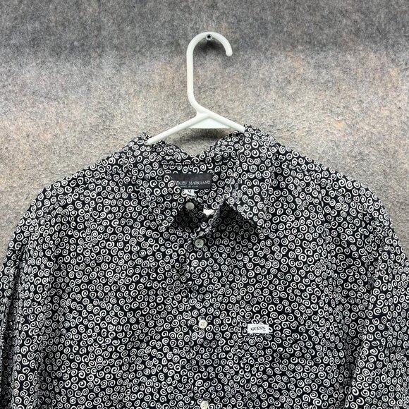 Guess by Georges Marciano Shirt Mens Medium Black White Swirl Print Vintage USA - Picture 8 of 9